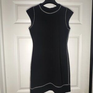 Theory Black Embroidered Shift Dress in Admiral Crepe – Size 4, like new